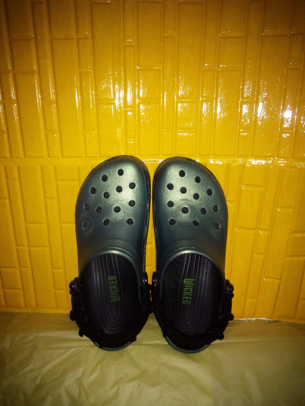Wicked Elphaba CROCS Classic Clog Worn Missing Jibbitz